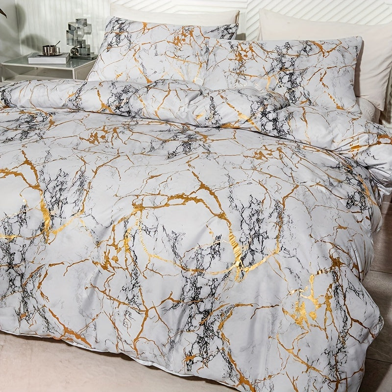 Sengetøj i marmor-design – elegant og behageligt til soveværelset Dynebetræk Tech Butik Grå 1 dynebetræk 135x200cm + 1 pudebetræk