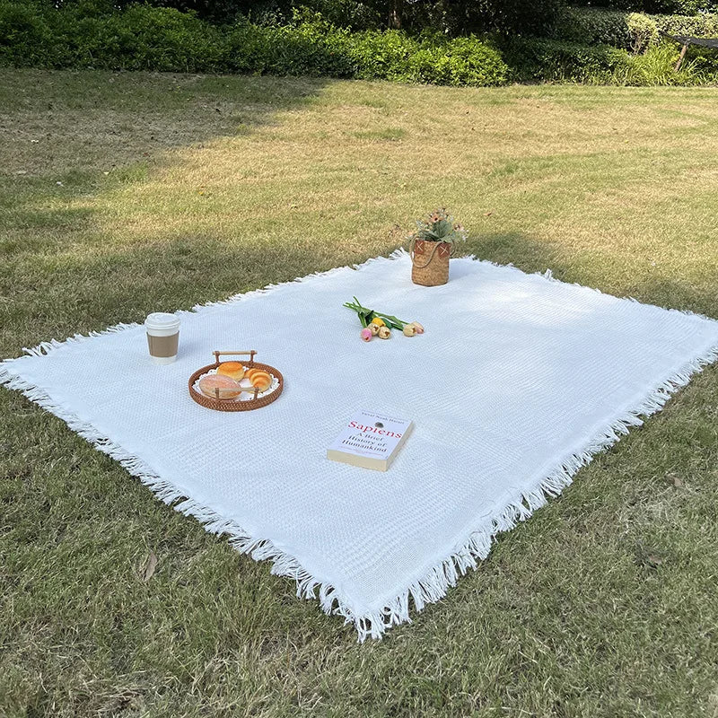 Boho Picnicmåtte med Kvast – Alsidig, Let og Stilfuld Picnicmåtte Picnic Blanket Tech Butik