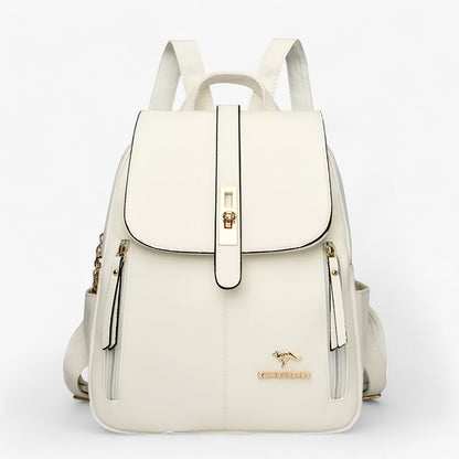 Dame Rygsæk i Læder – Elegant Hverdagsbæretaske med Moderne Design Bags Tech Butik Hvid