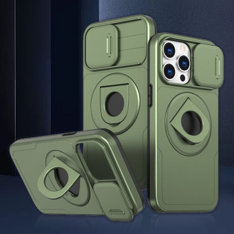 Beskytter Stødsikkert Cover – Multifunktionelt Stativdesign Mobiltelefoncovers Tech Butik Grøn iPhone 15 Pro Max