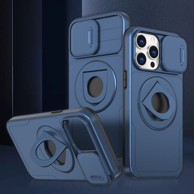 Beskytter Stødsikkert Cover – Multifunktionelt Stativdesign Mobiltelefoncovers Tech Butik Blå iPhone 15 Pro Max