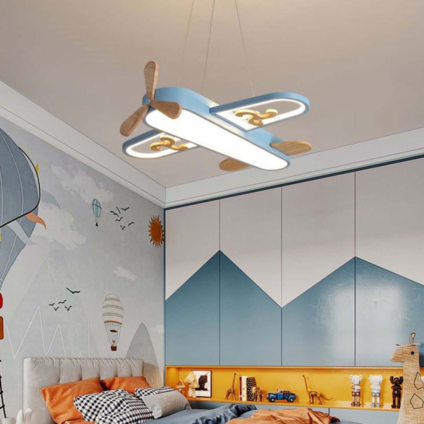 Sjov Børnelampe i Flydesign – LED Belysning til Børneværelset Hængende lampe Tech Butik Blå Hed