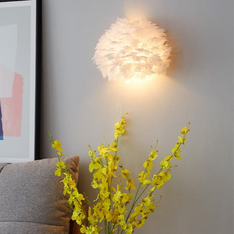 Skandinavisk Fjeder Væglampe med Blødt Lys Væglamper Tech Butik Hvid B