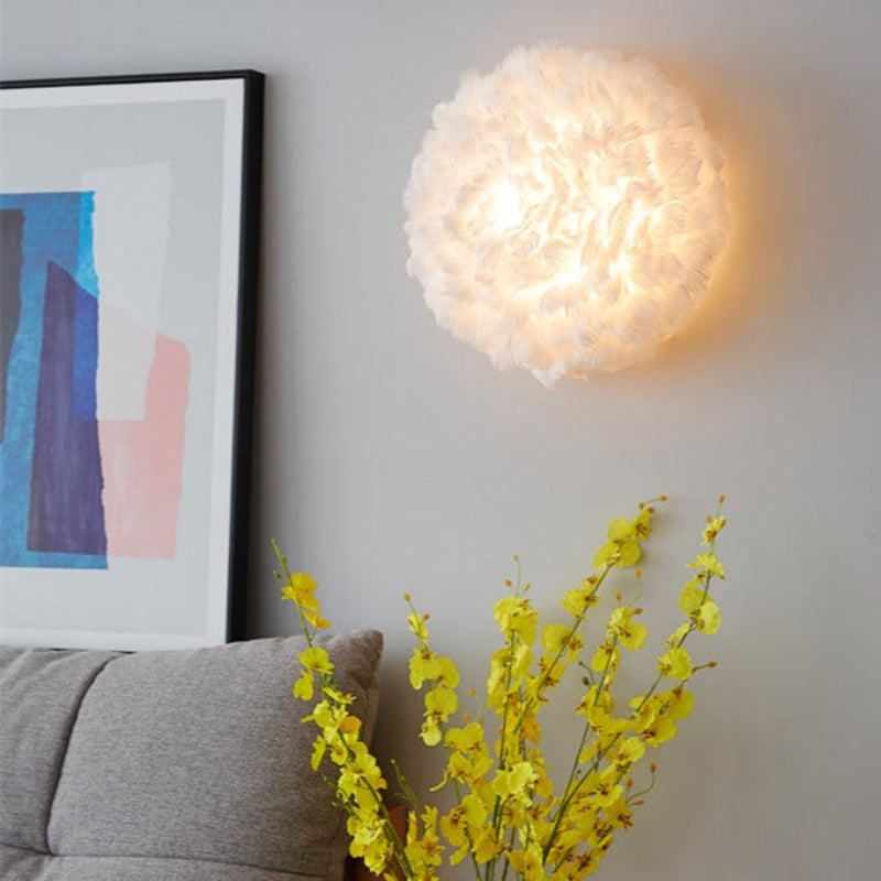Skandinavisk Fjeder Væglampe med Blødt Lys Væglamper Tech Butik Hvid C
