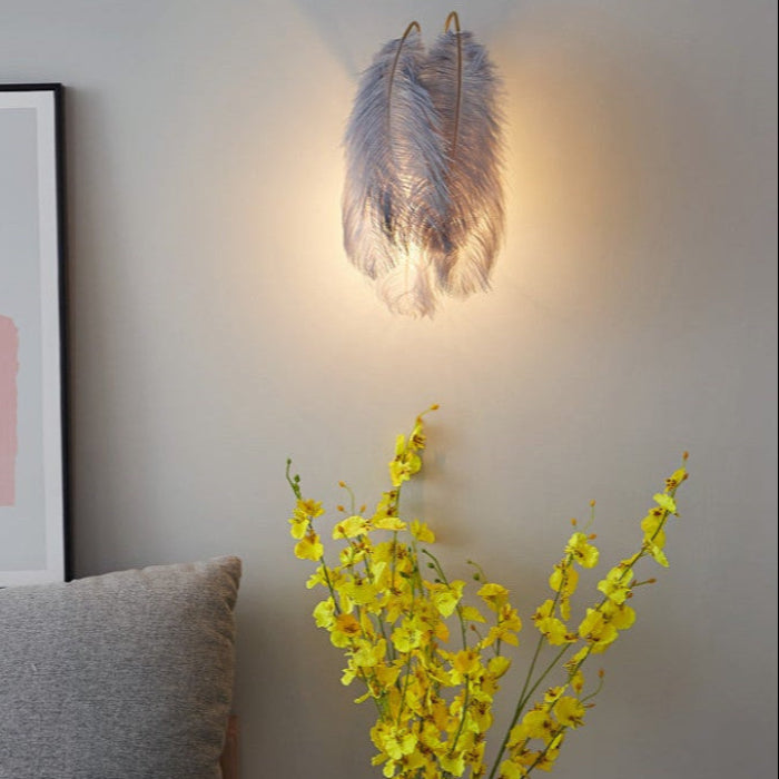 Skandinavisk Fjeder Væglampe med Blødt Lys Væglamper Tech Butik Grå A