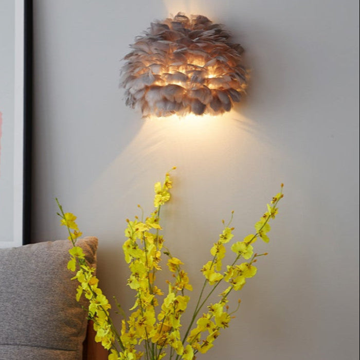 Skandinavisk Fjeder Væglampe med Blødt Lys Væglamper Tech Butik Grå B