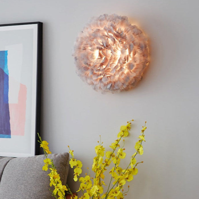 Skandinavisk Fjeder Væglampe med Blødt Lys Væglamper Tech Butik Grå C