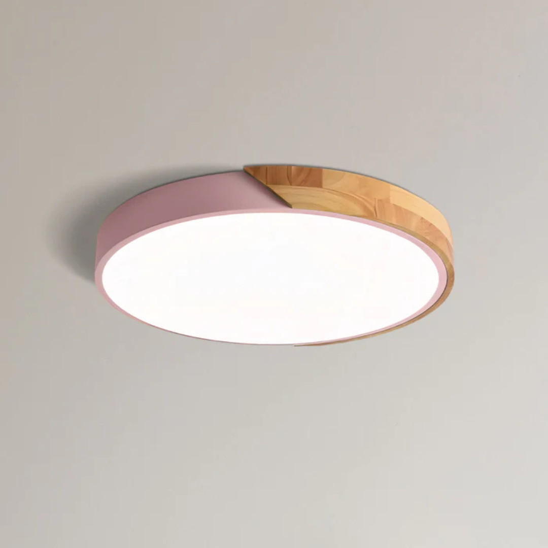 Skandinavisk Træ LED Loftlampe til Moderne Indretning Loftlamper Tech Butik Rosa D23 cm Standard