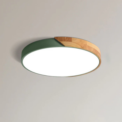 Skandinavisk Træ LED Loftlampe til Moderne Indretning Loftlamper Tech Butik Grøn D23 cm Standard