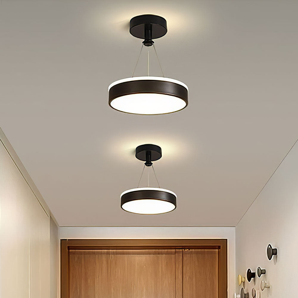 Moderne LED Hængelampe i Metal – Slankt Loftarmatur Belysning Tech Butik Sort D24*H35cm(12W) Varmt lys