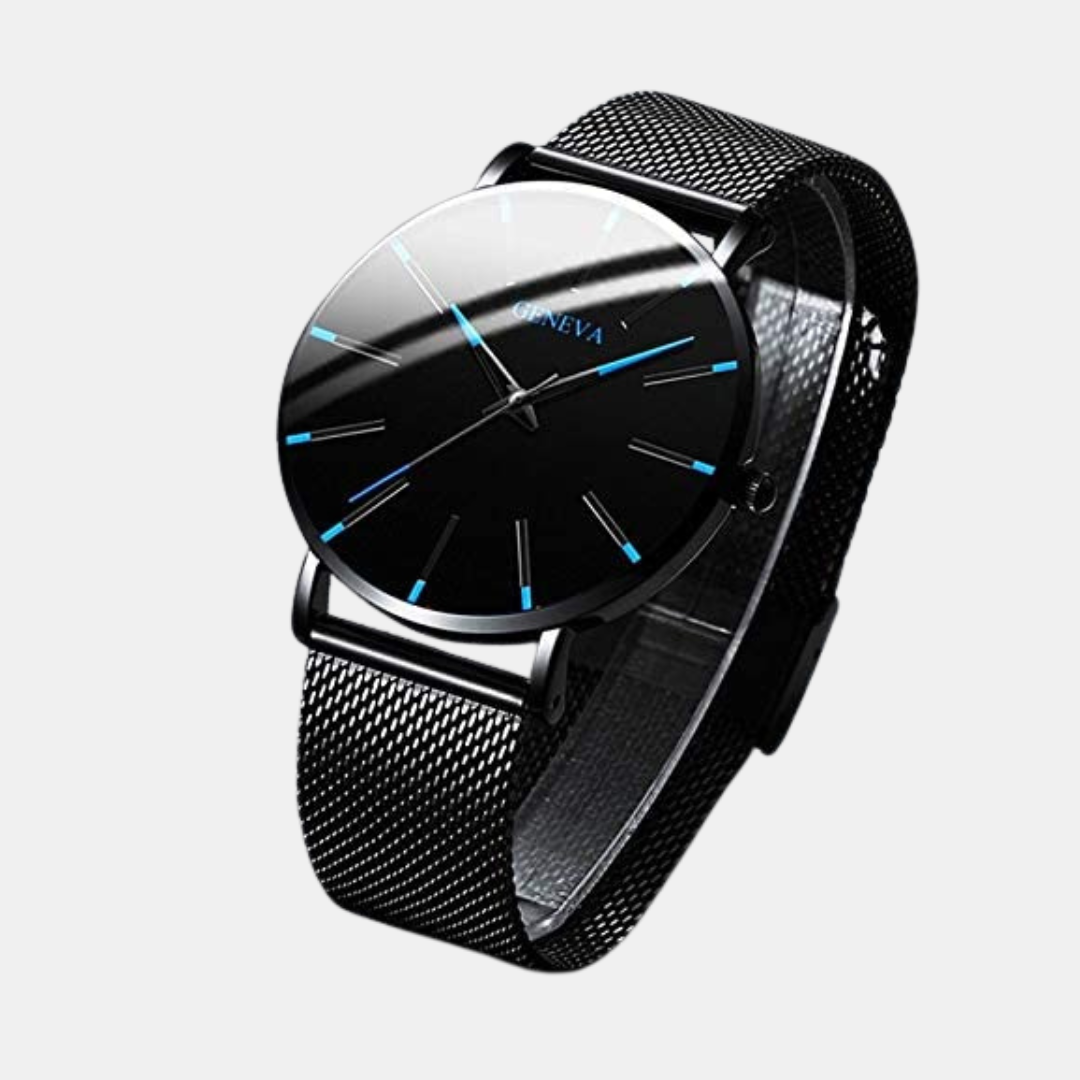 Slankt Ultra-Tyndt Herreur – Moderne Businessstil Ure Tech Butik Sort Blå