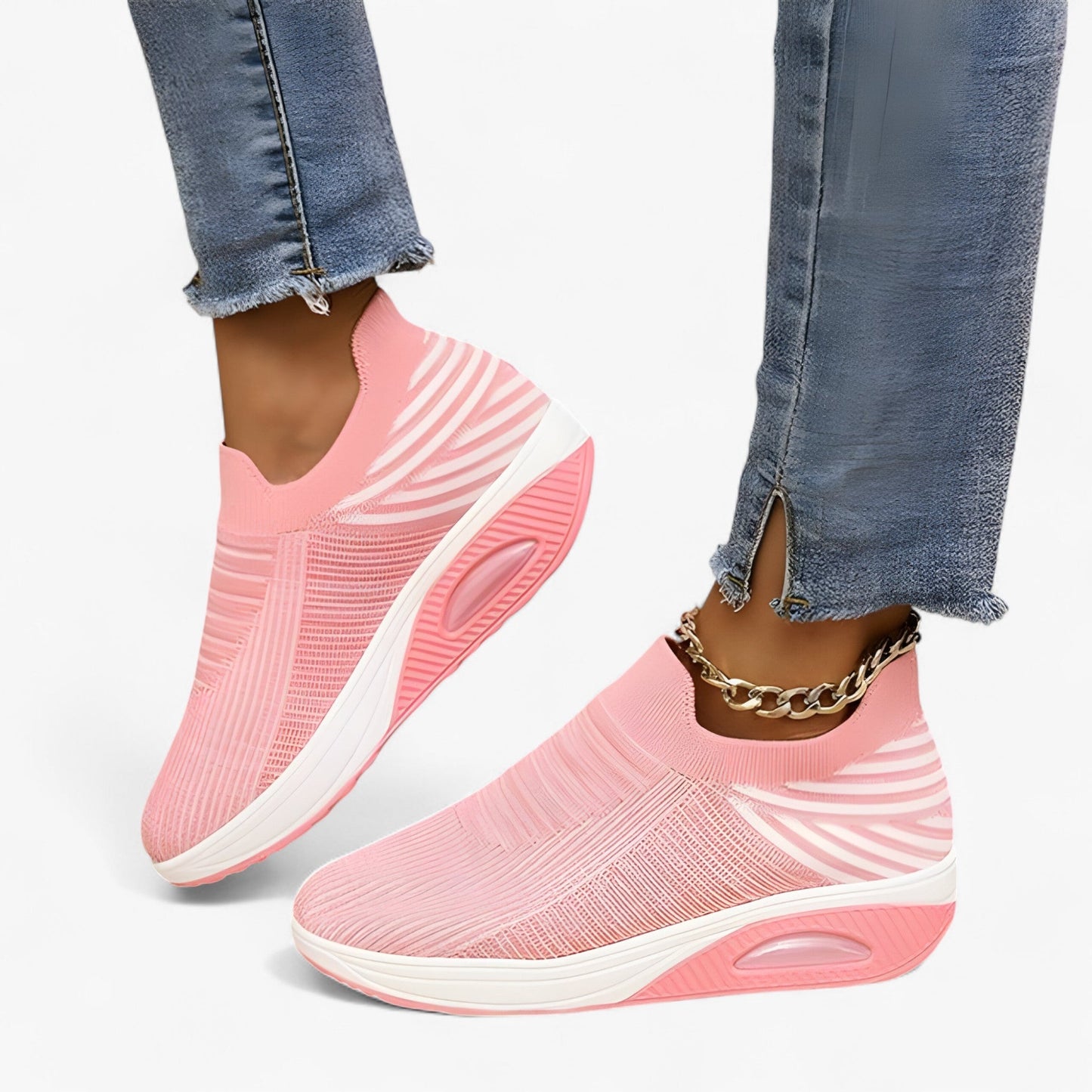 Komfortable Slip-On Sneakers – Ubesværet Stil og Komfort Hele Dagen Kvinders sneakers Tech Butik Lyslyserød 35