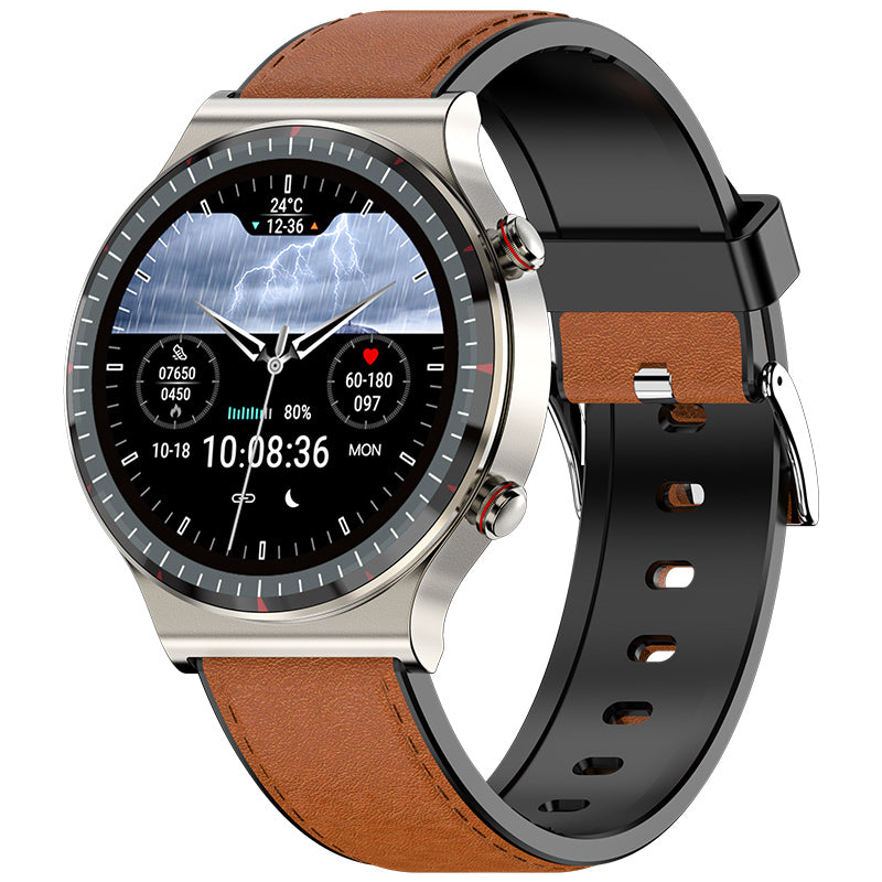 Alt-i-Én Sundheds-Smartwatch – ECG, Puls & SpO₂ Overvågning Bærbar teknologi Tech Butik Premium Sølv Khaki