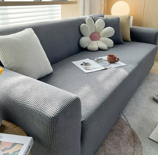 Sofa Betræk med Skridsikker Design – Elegant Jacquard Beskyttelse til Kæledyr Sofapuder Tech Butik Lys grå S (90-140 cm)