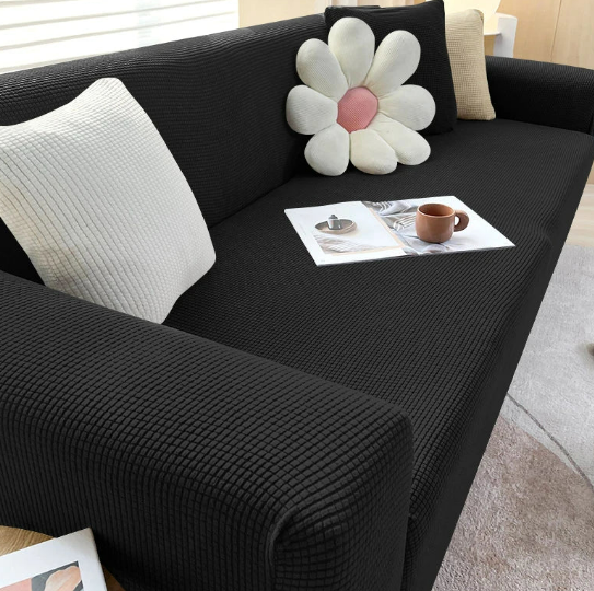 Sofa Betræk med Skridsikker Design – Elegant Jacquard Beskyttelse til Kæledyr Sofapuder Tech Butik Sort S (90-140 cm)
