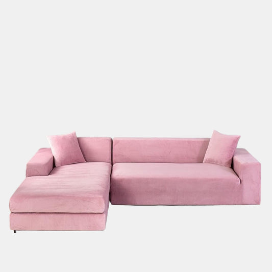 Sofabetræk i blødt fløjl – Stretch-tæppe til elegant stueindretning Sofaovertræk Tech Butik 1 SIDDEPLADS (90-140 cm) Rosa