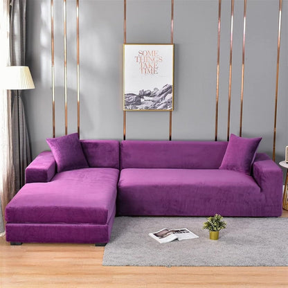 Sofabetræk i blødt fløjl – Stretch-tæppe til elegant stueindretning Sofaovertræk Tech Butik 1 SIDDEPLADS (90-140 cm) Violet
