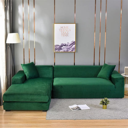 Sofabetræk i blødt fløjl – Stretch-tæppe til elegant stueindretning Sofaovertræk Tech Butik 1 SIDDEPLADS (90-140 cm) Grøn