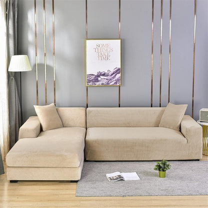 Sofabetræk i blødt fløjl – Stretch-tæppe til elegant stueindretning Sofaovertræk Tech Butik 1 SIDDEPLADS (90-140 cm) Elfenben