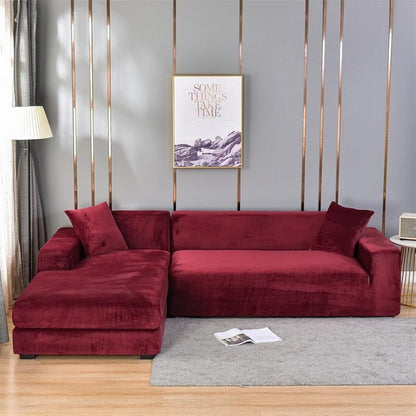 Sofabetræk i blødt fløjl – Stretch-tæppe til elegant stueindretning Sofaovertræk Tech Butik 1 SIDDEPLADS (90-140 cm) Rød