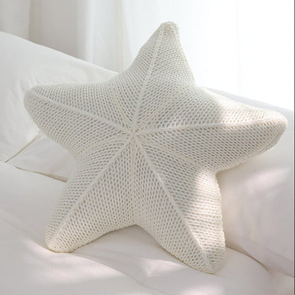 Caspian Starfish Strikket Pude – Kystcharme Dekorative puder Tech Butik Hvid