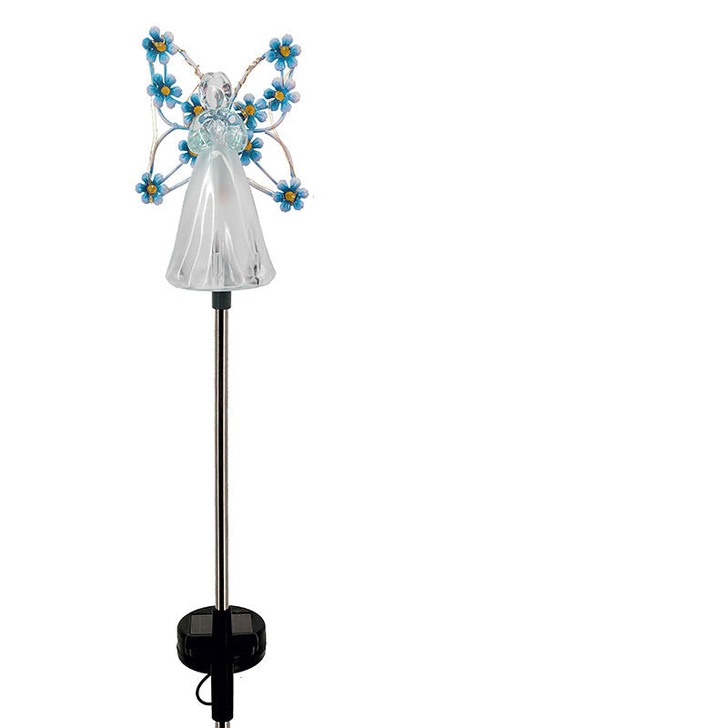 Himmelsk Glød LED Havelampe med Elegant Engel Design Udendørs belysning Tech Butik Blå