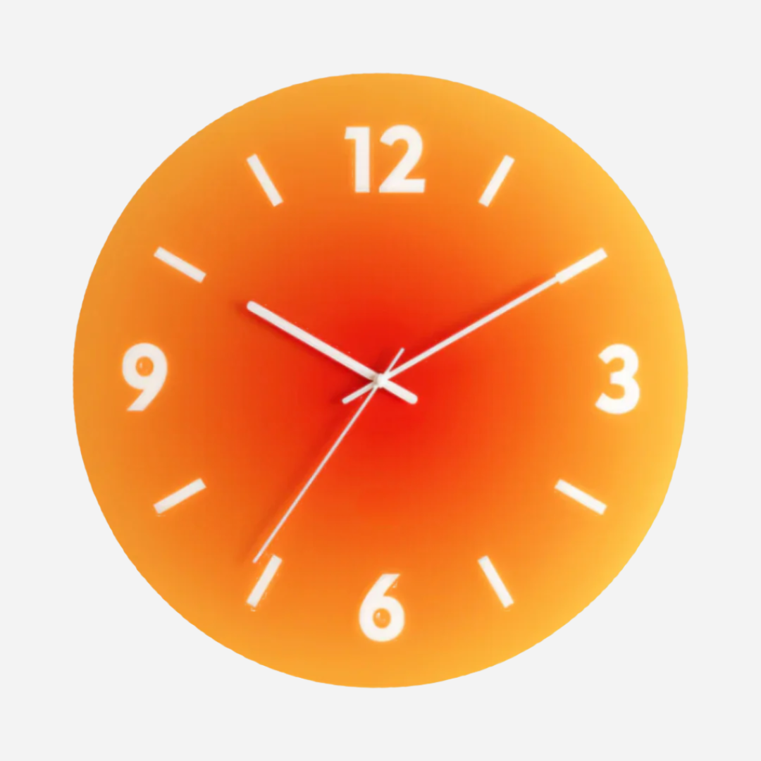 Solnedgangsinspireret glasvægur Ure Tech Butik Orange Med tal 30 cm