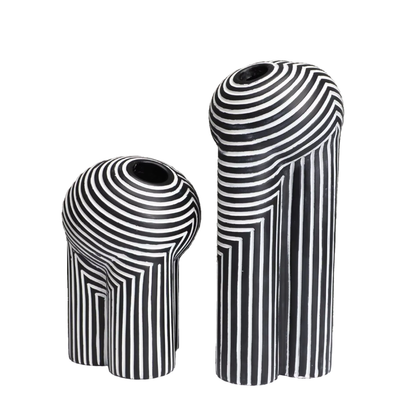 Sort og Hvid Vase-sæt med Striber – Elegant Accent til Moderne Indretning Vaser Tech Butik