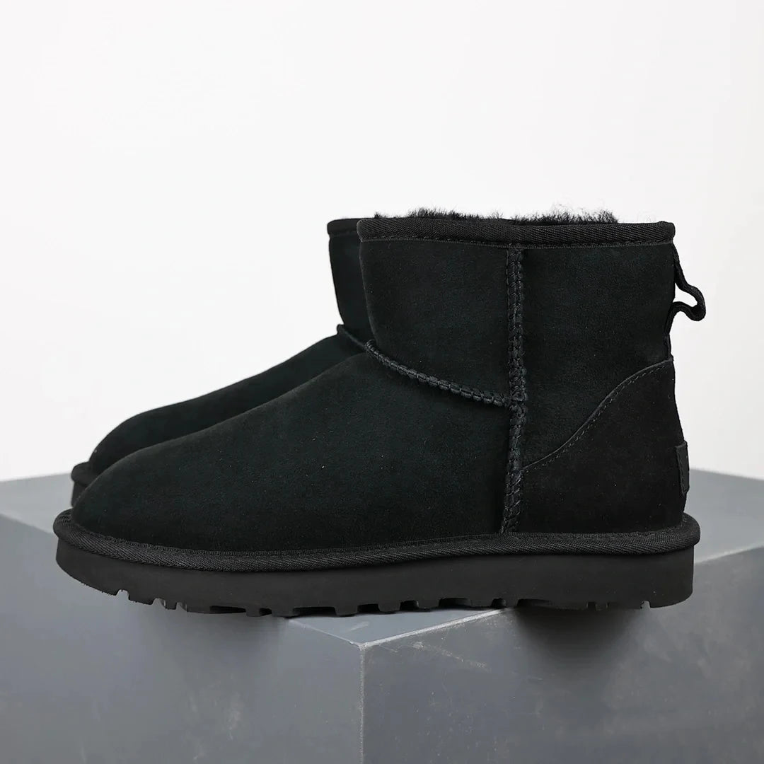 Sorte Ankelstøvler Dame med Varm Pelsfoder – Ultra Mini Platform Boots Kvinders Støvler Tech Butik Sort 36