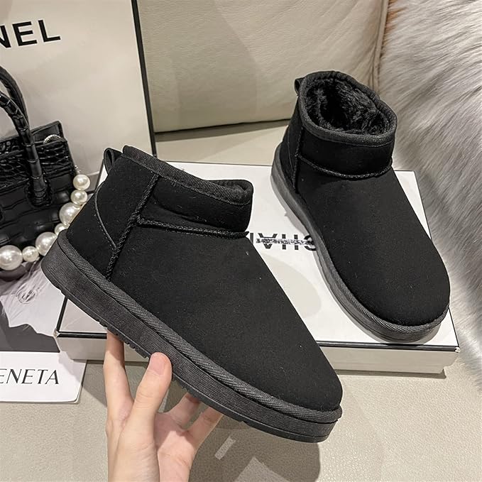 Sorte Vinterstøvler til Damer med Pelsfoder og Komfortable Plateau Ankelstøvler til Kolde Dage Kvinders vinterstøvler Tech Butik