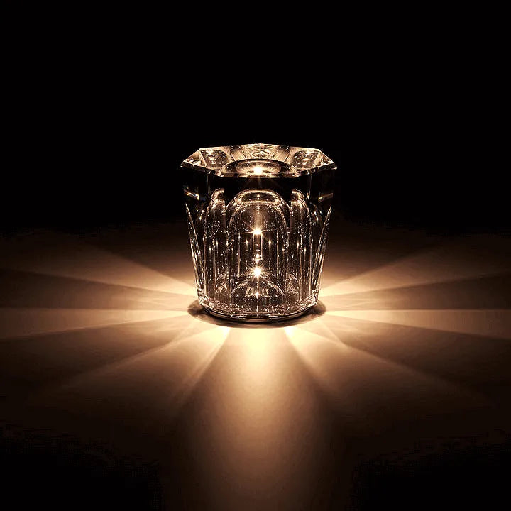 Stilfuld Bordlampe i Gennemsigtigt Glas til Indendørs Belysning GemLight Tech Butik