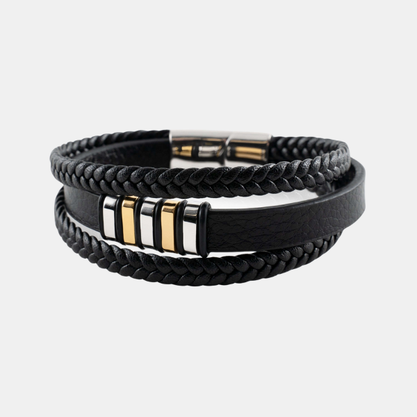 Stilfuldt læderarmbånd til mænd – Klassisk, Maskulint og Tidløst Jewelry for women Tech Butik Sølv-guld 19cm