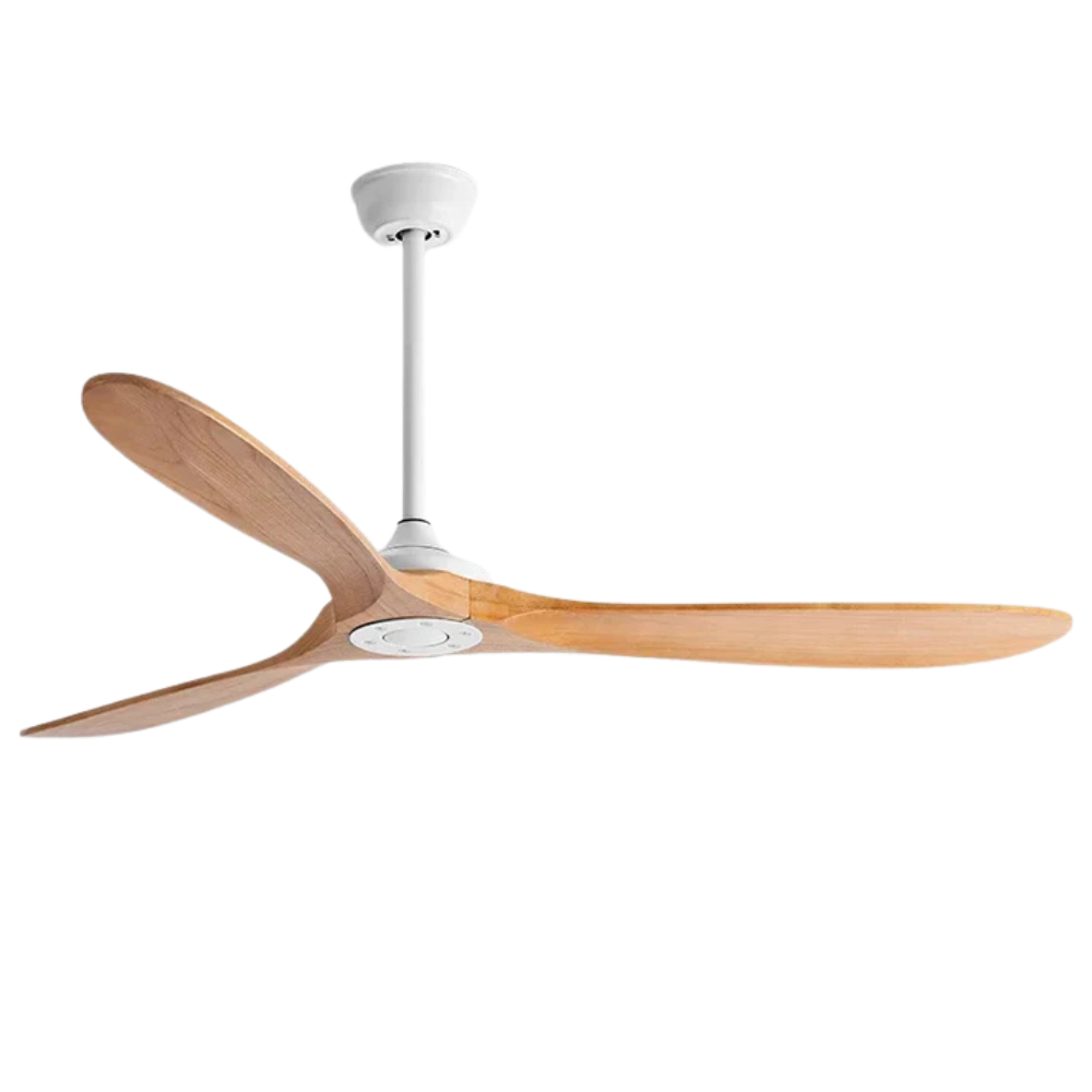 EcoLuxe Loftventilator med Trælook-Blade, LED Lys & Fjernbetjening Loftventilatorer Tech Butik Hvid 106cm