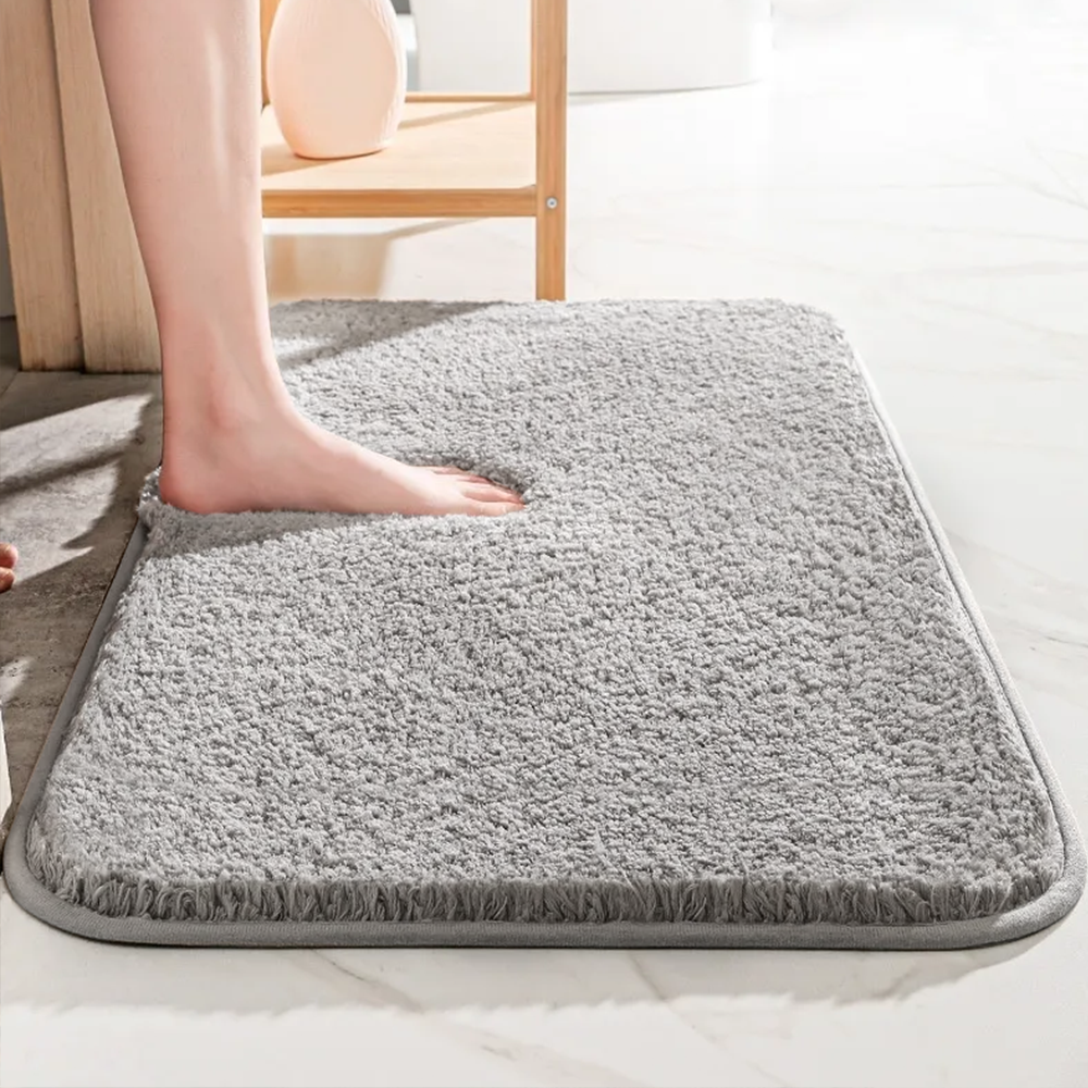 Ultra-Blød Luksus Bademåtte – Tykk, Blød & Skridsikker Badeværelsesmåtter Tech Butik Grå Lille - 40 x 60 cm