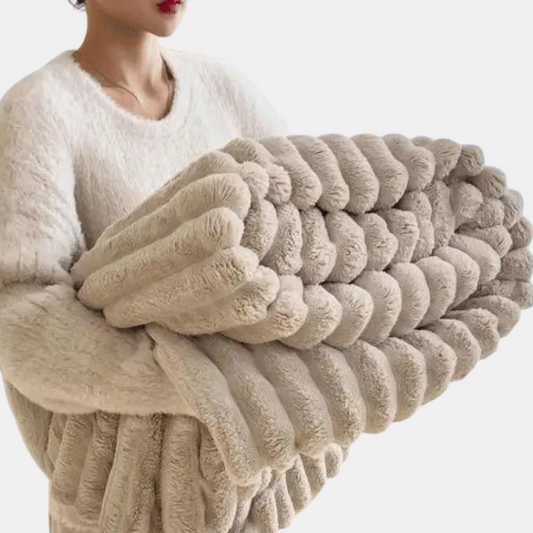 Superblød Fleece Tæppe Luksuriøst Faux Lammeuld Plaid til Varme & Komfort Sengetøj Tech Butik Beige S - 120 x 200 cm