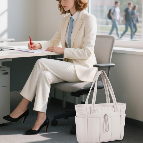 Multi-Funktionel Quiltet Puffer Shopper – Rummelig Rejse- og Arbejdstaske med Kop-holder og Laptoprum Bags Tech Butik