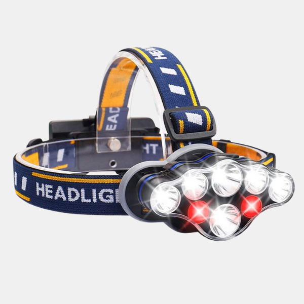 Genopladeligt Pandelampe – 8 Tilstande, Vandtæt, USB-Genopladelig med Rødt & Hvidt Lys Headlamps Tech Butik