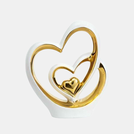 Dobbelt Hjerte Dekorativ Figur – Kærlighedsinspireret Ornament til Bryllupper & Dekoration Home & Decor Tech Butik Hvid-Guld Ornament