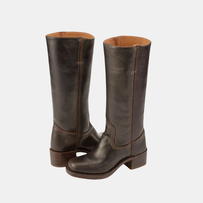 Dames Læderstøvler til Knæet Women Boots Tech Butik Mørk brun 35