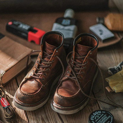 Robuste Herre Moccasin Toe Arbejdsstøvler – Førsteklasses Full Grain Læder Boots Tech Butik