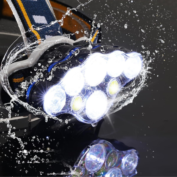 Genopladeligt Pandelampe – 8 Tilstande, Vandtæt, USB-Genopladelig med Rødt & Hvidt Lys Headlamps Tech Butik