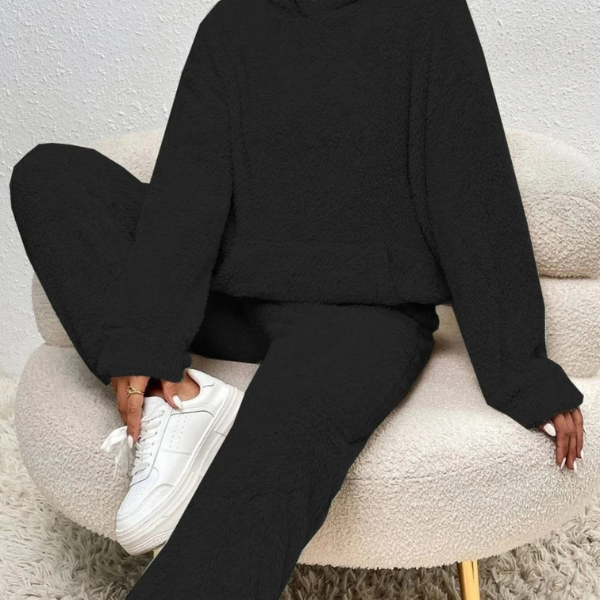 Dame Teddy Fleece Loungewear-sæt – Hyggelig Hættetrøje og Bukser for Ultimativ Komfort Loungewear Set Tech Butik