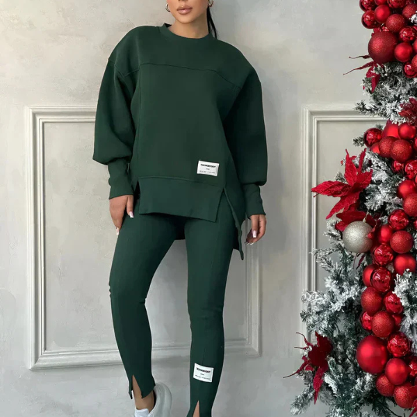 Kvindernes todelte buksesæt – Moderne matchende top og bukser Fashion Tech Butik Grøn S