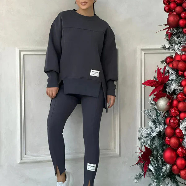 Kvindernes todelte buksesæt – Moderne matchende top og bukser Fashion Tech Butik Mørke S