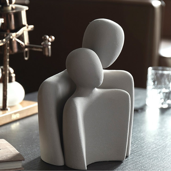 Abstrakt Keramisk Parskulptur – Moderne Kunstværk der Fejrer Kærlighed og Samhørighed Home & Decor Tech Butik