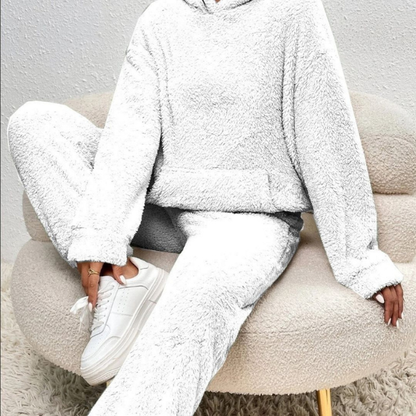 Dame Teddy Fleece Loungewear-sæt – Hyggelig Hættetrøje og Bukser for Ultimativ Komfort Loungewear Set Tech Butik