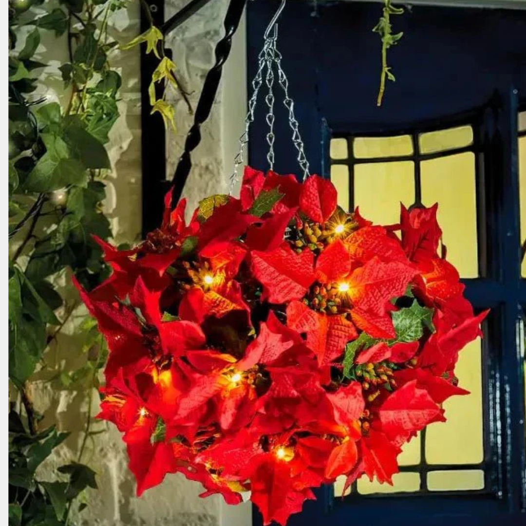 Lyse Blomst Poinsettia – Festlig og Livlig Dekoration home decor Tech Butik Julestjerne Hængende