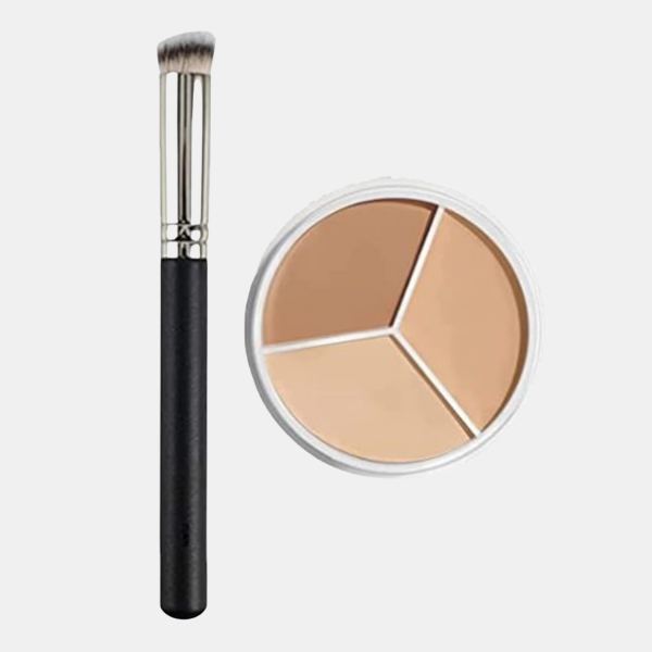 Tredobbelt tone Concealer – Naturlig Dækning med Forfriskende Friskhed Makeup & Skønhed Legetøj Tech Butik Trefarvet concealer med concealerbørste