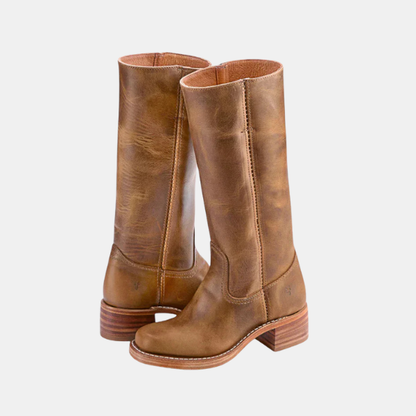 Dames Læderstøvler til Knæet Women Boots Tech Butik Lys brun 35