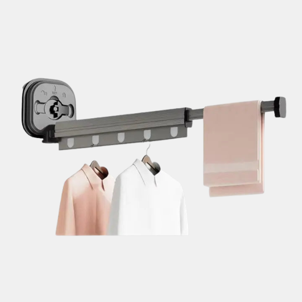 Sammenklappelig vægmonteret tøjbøjle – Pladsbesparende vasketøjsløsning Home Tech Butik 1-Segment Sort